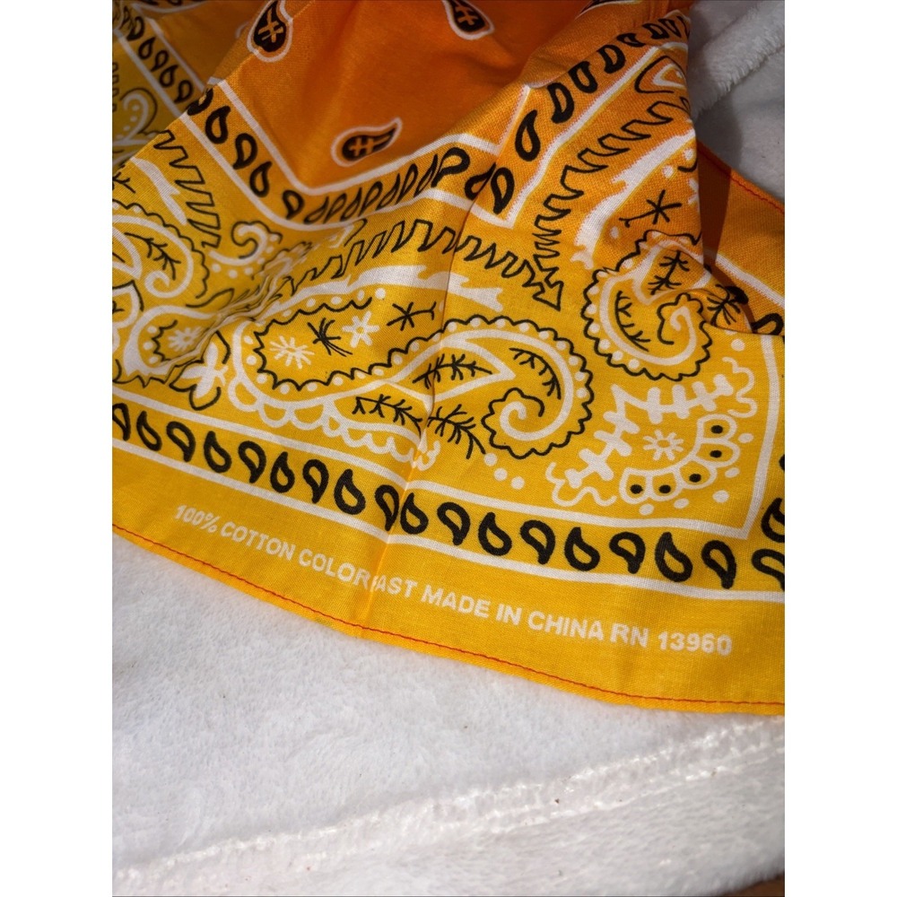 Vintage-Style Paisley Bandana Set 1 Boho Elephant & 1 Red/Orange Ombre Gradient - Picture 6 of 7